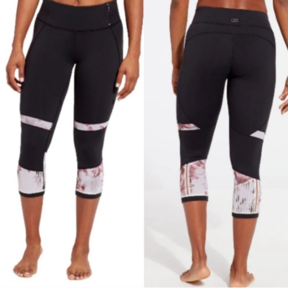 Calia By Carrie Underwood Essential Filament Mesh Floral Crop Leggings